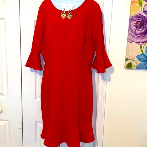 WHITE HOUSE BLACK MARKET RED DRESS - Picture 2 of 9